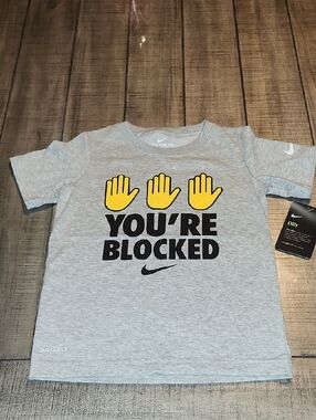 NWT Nike Grey Tee with Yellow Hand Graphic